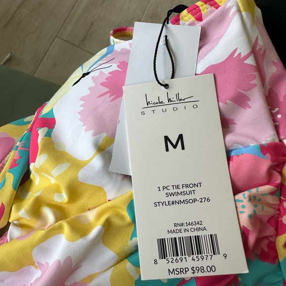 Nicole Miller size Medium one piece tie front swimsuit - Picture 5 of 5